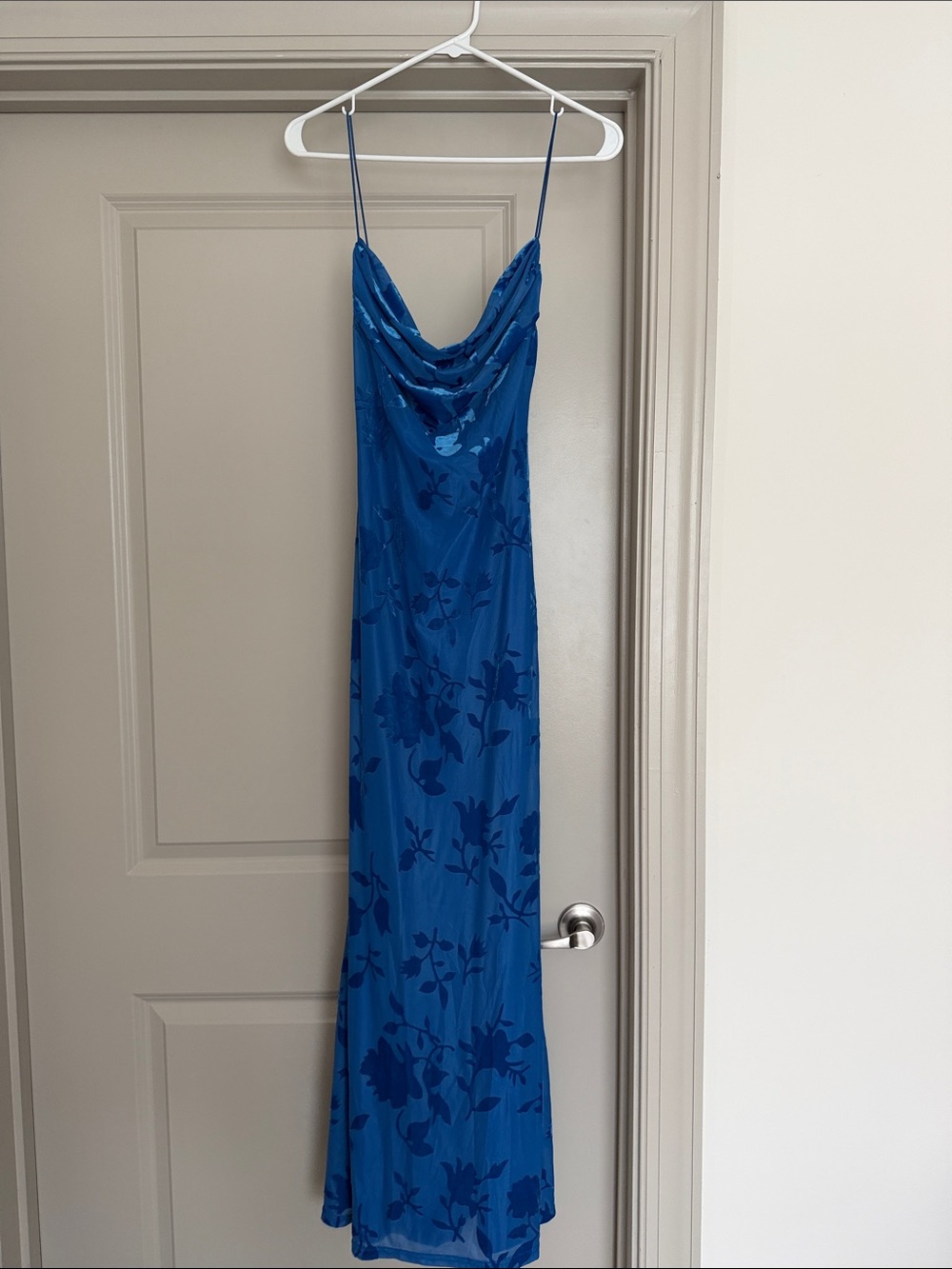 Hello Molly Blue Floral Cowl Neck Slip Maxi Dress